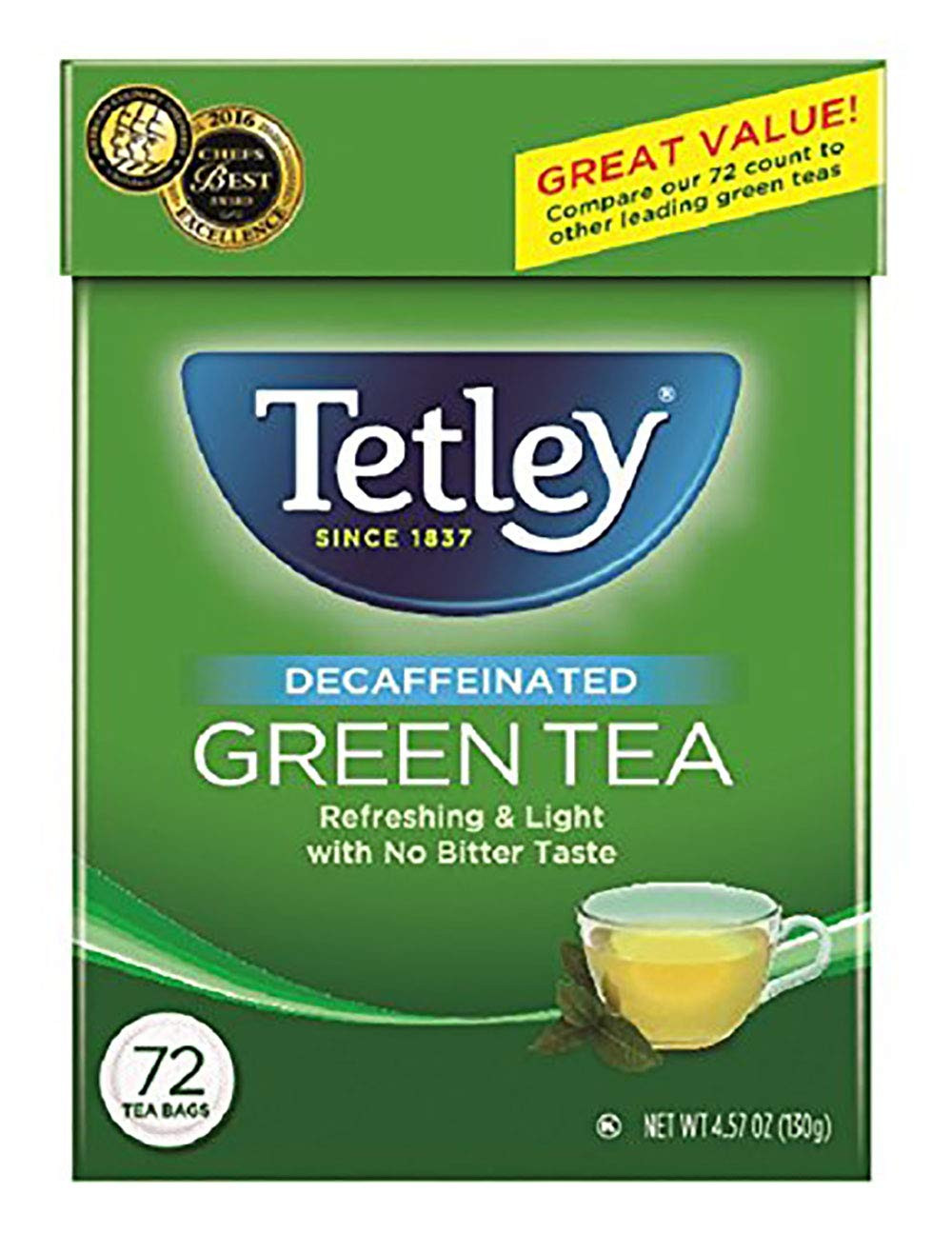 Natural Decaf Green Tea, Decaffinated Tea, 72 Count (Pack of 6), Rainforest Alli
