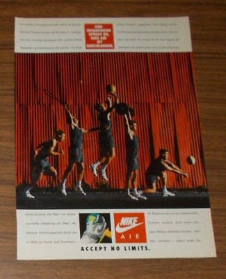 Seltene Werbung vintage NIKE AIR TRAINER - Accept no Limits 1989