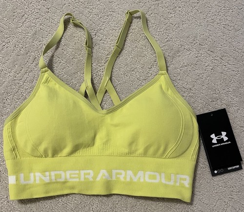 Under Armour Womens UA Seamless Low Long Sports Bra Padded Yellow Size S NWT