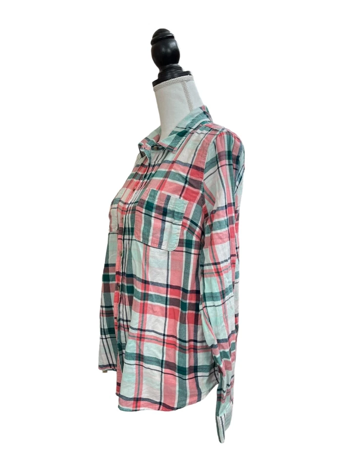 Sonoma Womens Multicolor Plaid Blouse L - Imagem 2 de 4