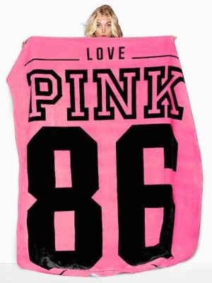 NEW VICTORIA'S SECRET LOVE PINK 86 Sherpa Blanket Throw