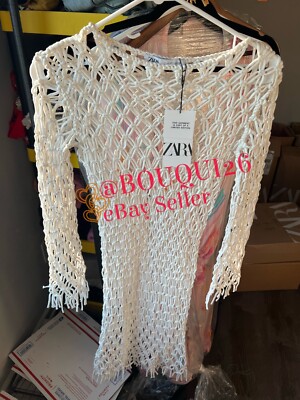 ZARA NEW WOMAN MACRAME KNIT DRESS LIMITED EDITION WHITE ALL SIZES REF:  2142/301 | eBay