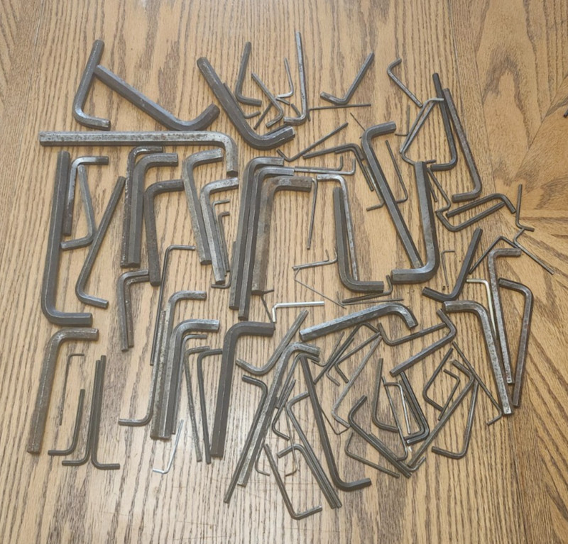Lot (110) Hex Key (Allen Wrench) Tools - Various sizes, brands, materials, etc.