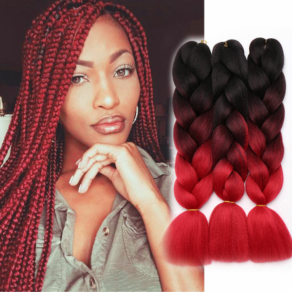 24 Long Jumbo Braiding Hair Extensions Box Braids Afro Twist Ombre For  Human US