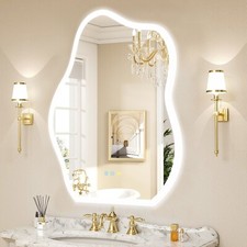 Bathroom Mirror with Lights Stepless Dimmable Irregular Anti-Fog Memory Mirror