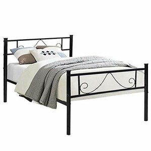 Aingoo Cadre Lit Simple en Métal Design 1 Place Lit Simple avec Lamelles Solides