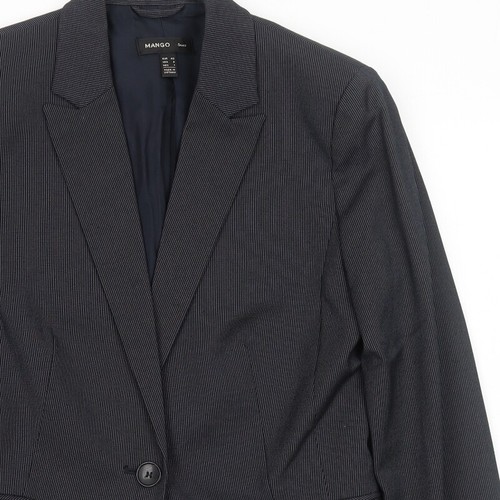 Mango Womens Black Striped Polyester Blend Suit Jacket Size 12 - Picture 5 of 10