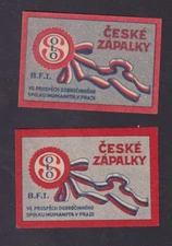 2 Old Match Tag Czechoslovakia BN183681