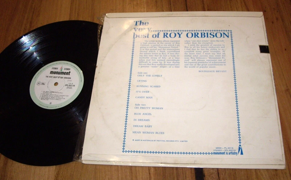 ROY ORBISON *OZ 12" LP ' THE VERY BEST OF ROY ORBISON ' 1966 GC+ - Image 2 of 2