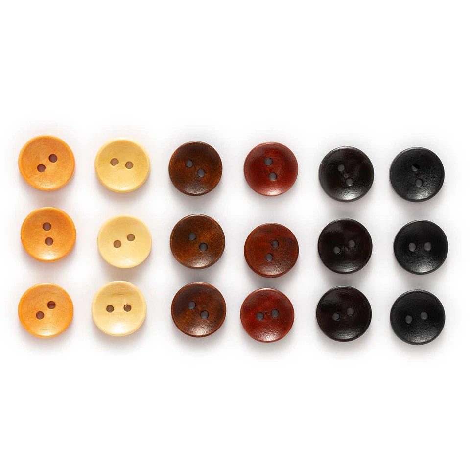 2 hole solid round wooden buttons for sewing, clothing, handwork, crafts 10-25mm - Image 2 of 4