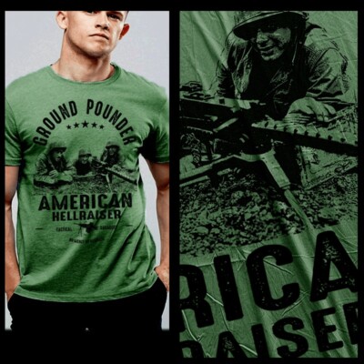 Machine Gunner T-shirt Army Infantry Combat Vet machine gun crew XL Green Tee