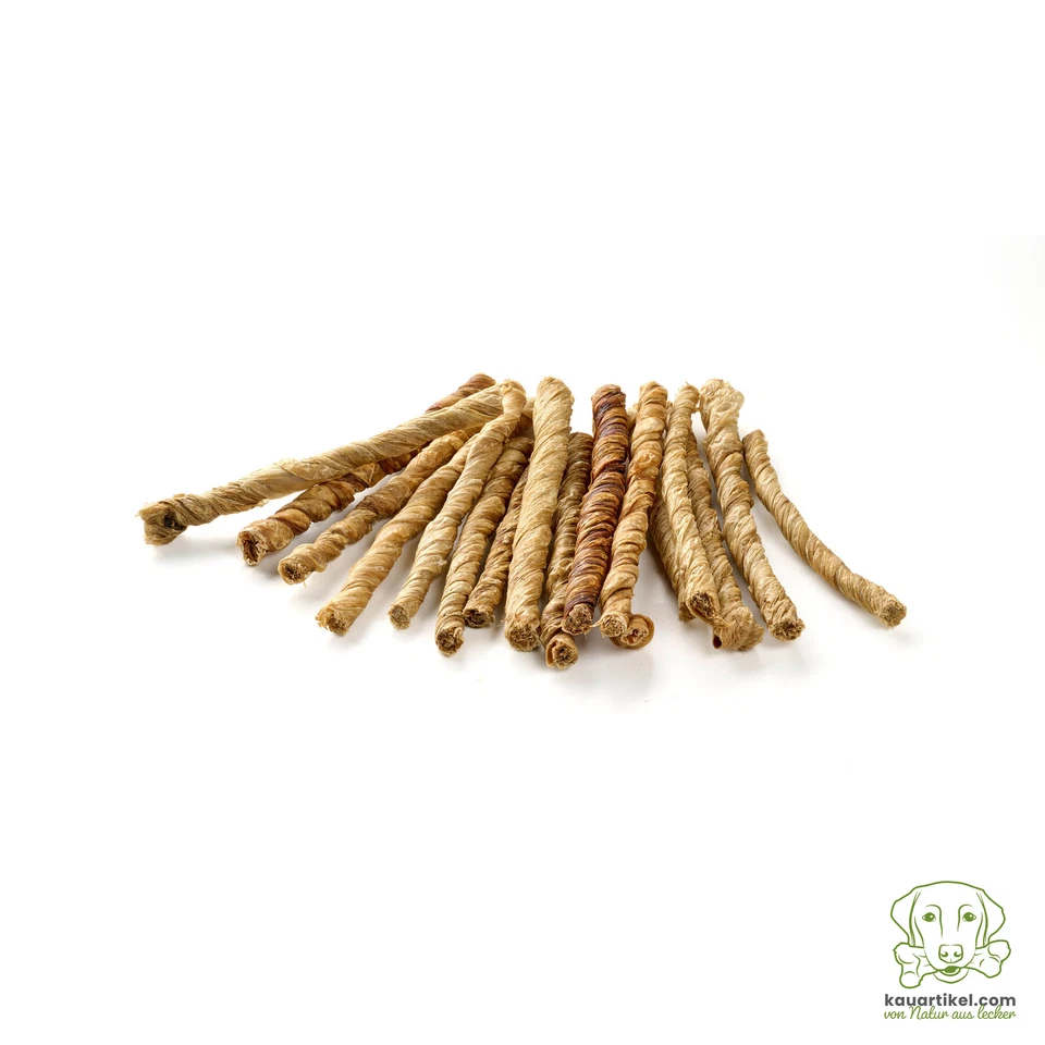 KAUARTIKEL.COM Kälber-Blasen, gedreht 1kg - Kauartikel - Hunde-Snack - Kau-Snack - Leckerli