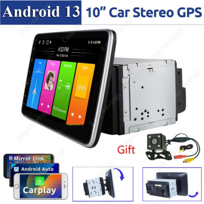2DIN 10.1'' Rotatable Carplay Android 13 Touch Screen Car Stereo Radio GPS BT 