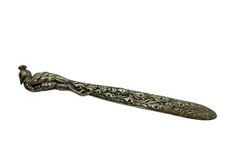 Art Nouveau Ouvre-Lettre, en Laiton Doré, Paon ~1900 (#15659)