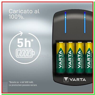 Kopen Caricabatterie Per Pile Ricaricabili VARTA PLUG + 4 Batterie AA Stilo 2100mAh