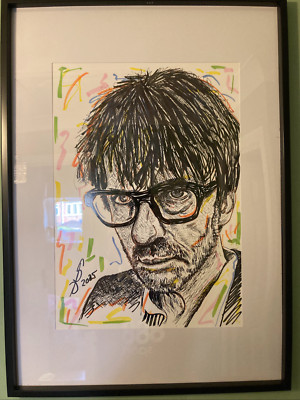 Graham Coxon ''Misery'' Original Portrait in Feder & Tusche gerahmt Unikat Kunst