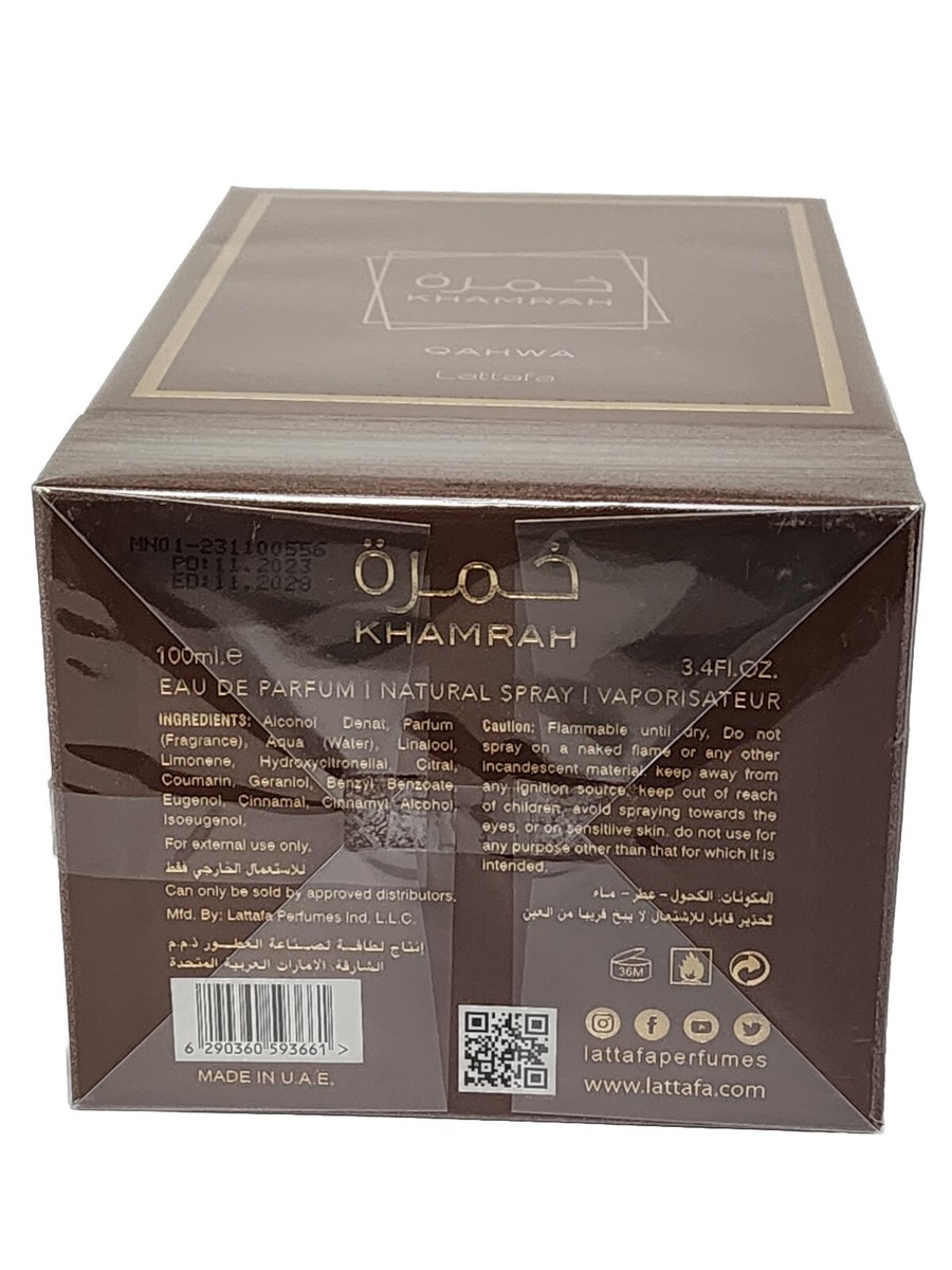Khamrah Qahwa by Lattafa EDP Spray Unisex 3.4oz New Sealed Khamrah Qahwa by Lattafa EDP Spray Unisex 3.4oz New Sealed