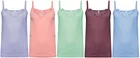 5 Womens Plain Stretch Cotton Vest Lace Trim Camisole Tank Top Pack of 5 Colours