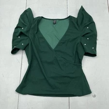 Shein Green Quarter Sleeve T-Shirt With Pearls Women’s Size Small NEW 