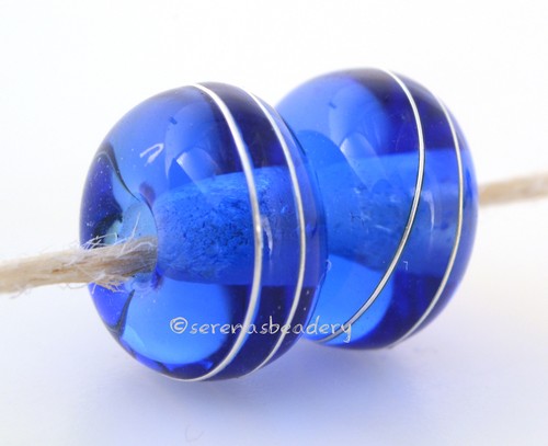2 TRANSPARENT BLUE * with Fine Silver Wire- Lampwork Glass Beads - taneres - Picture 28 of 39