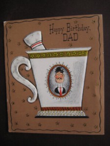 1970s vintage greeting card Hallmark BIRTHDAY To Dad Shaving Mug w/ Man