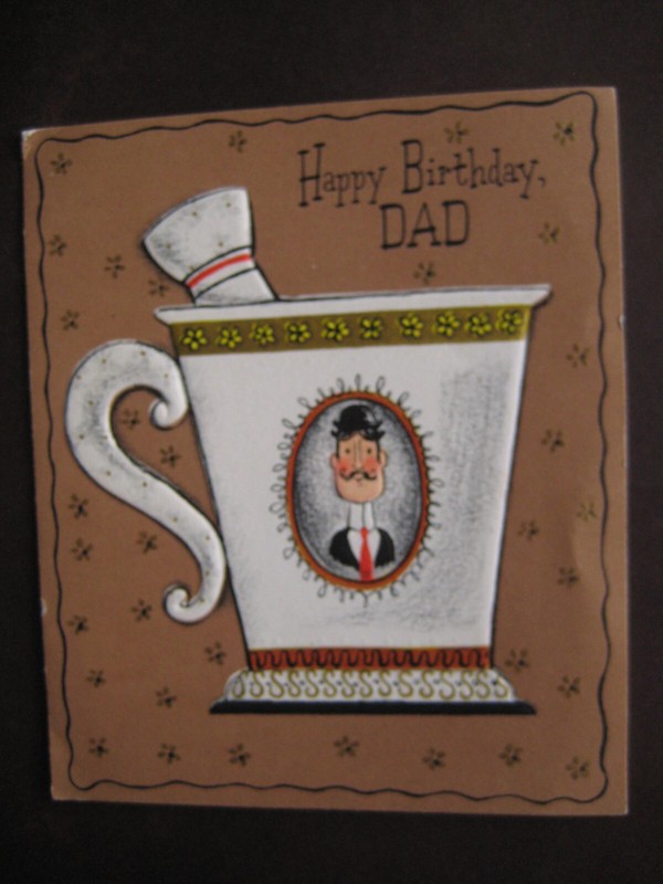 1970s vintage greeting card Hallmark BIRTHDAY To Dad Shaving Mug w/ Man