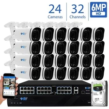 32 Channel NVR 24 X 6MP PoE Outdoor Varifocal Microphone Security Camera System