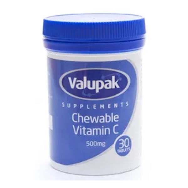 Valupak Chewable Vitamin C 500mg 30 Tablets