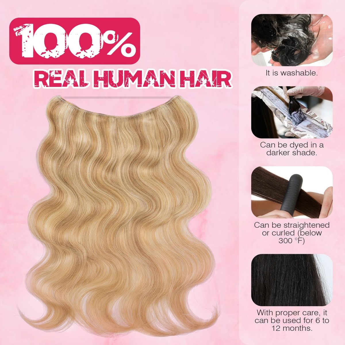 MY-LADY Halo Real Human Hair Extensions Invisible Wire 