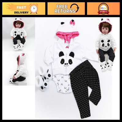 18'' Reborn Baby Girl Doll Clothes - Panda Outfit & Accessories for 17-19'' Dolls