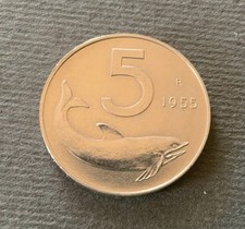 Italia Repubblica  5 Lire Delfino 1955