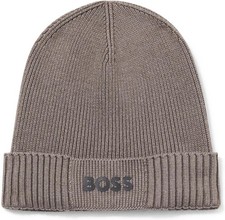 Image of Hugo Boss Asic Beanie X 056 Light Pastel Grey Pull On Cotton Blend Knit Hat OS