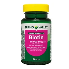Spring Valley Biotin Plus Keratin, 10,000 mcg, 60 Tablets