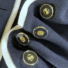 St. John Collection 4 Pristine Logo Buttons  Navy Santana Blazer Sz 12 AS-IS