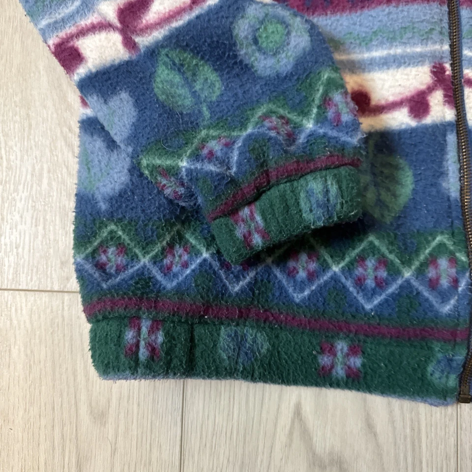 Chaqueta colorida de vellón con cremallera estampado de plantas vintage años 90 Teddi talla mediana  Foto 2 de 4
