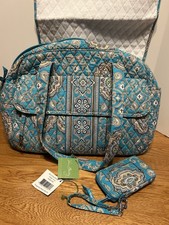 Vera Bradley Baby Diaper Bag Totally Tuquoise  Matching All In 1 Wristlet NWT