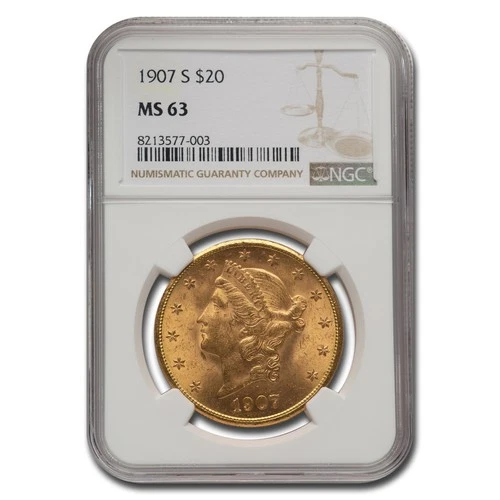 1907-S $20 Liberty Gold Double Eagle MS-63 NGC
