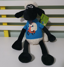 SHAUN THE SHEEP PLUSH TOY WEARING BLUE SHIRT SHEEP ON SCOOTER 45CM TAGS