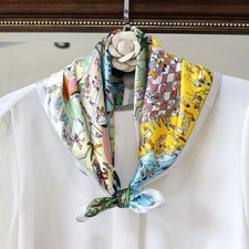   Playground Paisley Print 100 Mulberry Silk Shawl Scarf Necktie Kerchief 21"