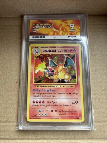 Charizard 11/108 Holo Rare 2016 Evolutions English ACE Grading 9