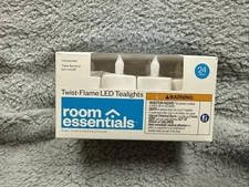 Room Essentials 24ct Plastic Twist-Flame LED Tealight Candles (White)