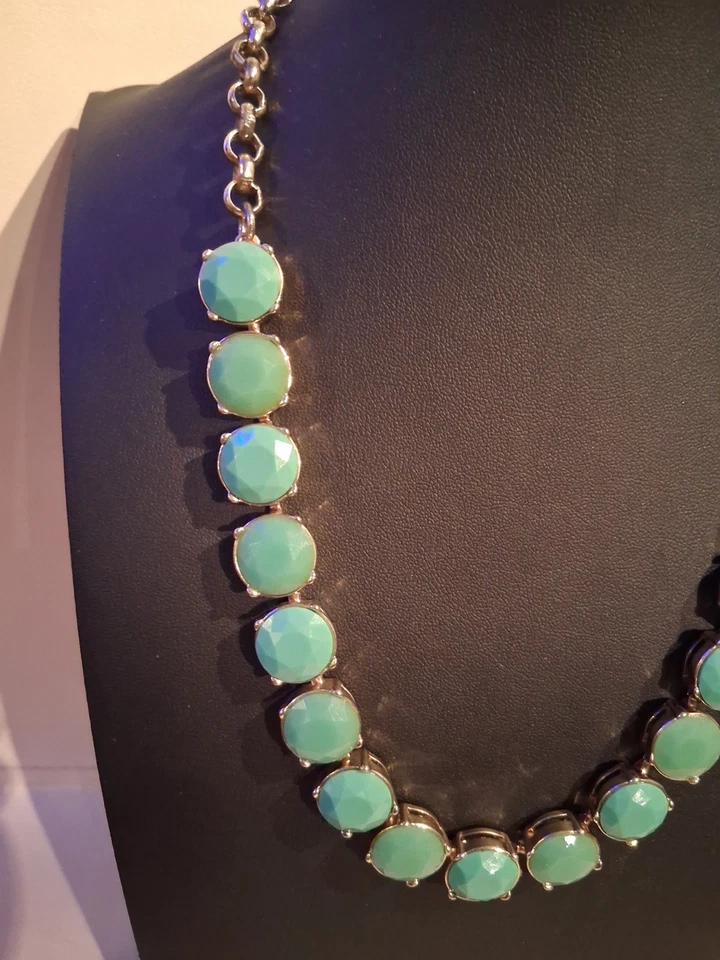 Banana Republic Round Crystal Glass Goldtone Statement Necklace 18" DT19 - Image 2 of 4