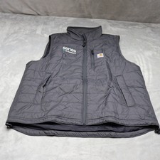 Carhartt Gilliam Vest Mens Large Grey Rain Defender Quilted Puffer Utility LOGO