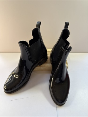 #ad Jeffrey Campbell Glossy Black Rainboots Sz 7.5 $47.00