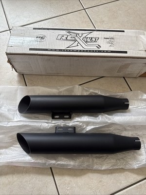 RC Components 3  Black Slash Cut Slip On Mufflers Harley 18-24 Softail M8