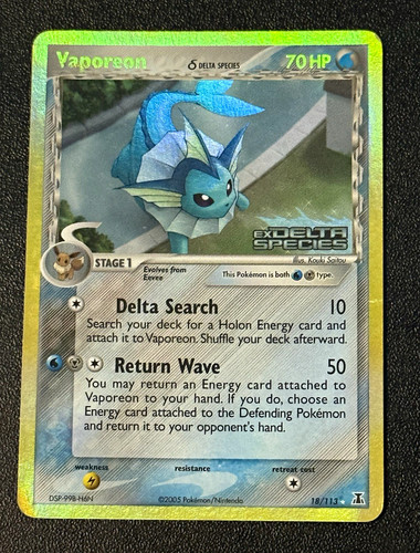 Vaporeon Stamped 18/113 EX Delta Species Delta Species Reverse Holo Rare Eng