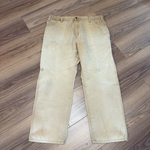 Vintage Dickies Workwear Carpenter Pants Mens 40x30 Faded Tan Canvas