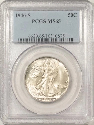 1946-S WALKING LIBERTY HALF DOLLAR - PCGS MS-65