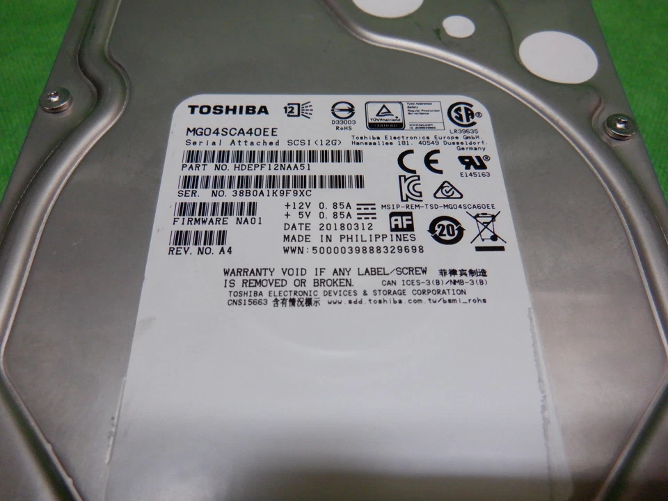 Toshiba HDEPF12NAA51 3.5" 4TB SAS 12.0 Gb/s 7200RPM Hard Drive - Image 2 of 3