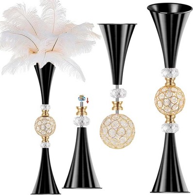 28'' Black Crystal Trumpet Vase Centerpiece   Wedding / Event Décor